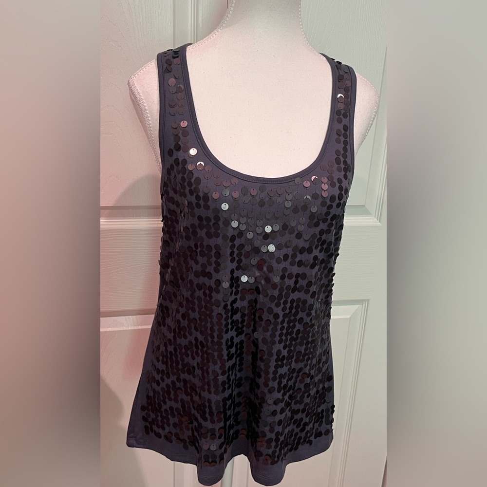 Charcoal Blue Sequin Tank Top